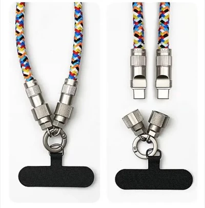 2-in-1 Data Cable Cell Phone Lanyard